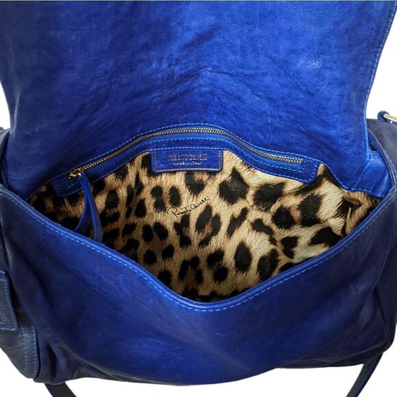 ROBERTO CAVALLI Croc Leather Flap Shoulder Bag - Picture 7 of 9